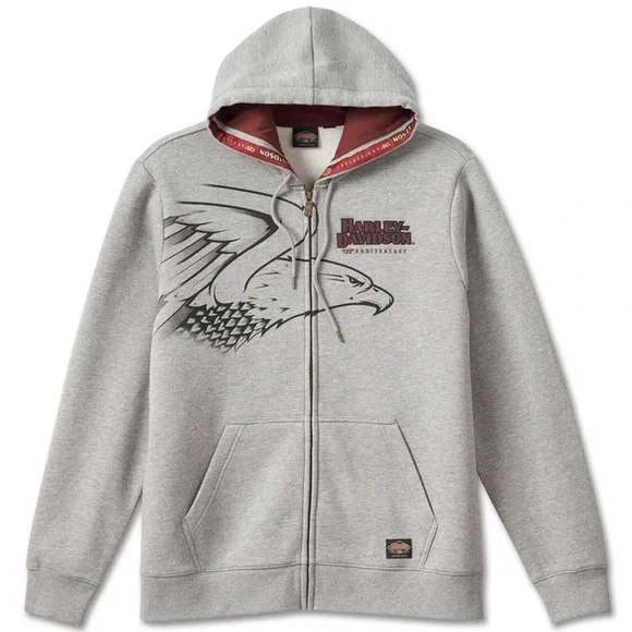 Harley-Davidson Men's 120th Anniversary Zip-Up Hoodie - Heather Gray 96521-23VM - Picture 1 of 11